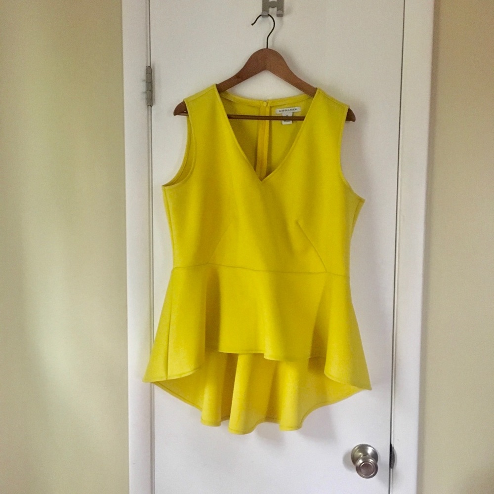 Modamix Yellow Peplum Scuba Top